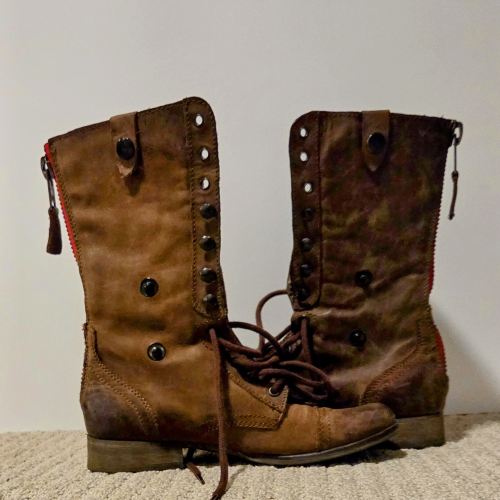 Steve Madden Two-Tone Lace-Up Boots